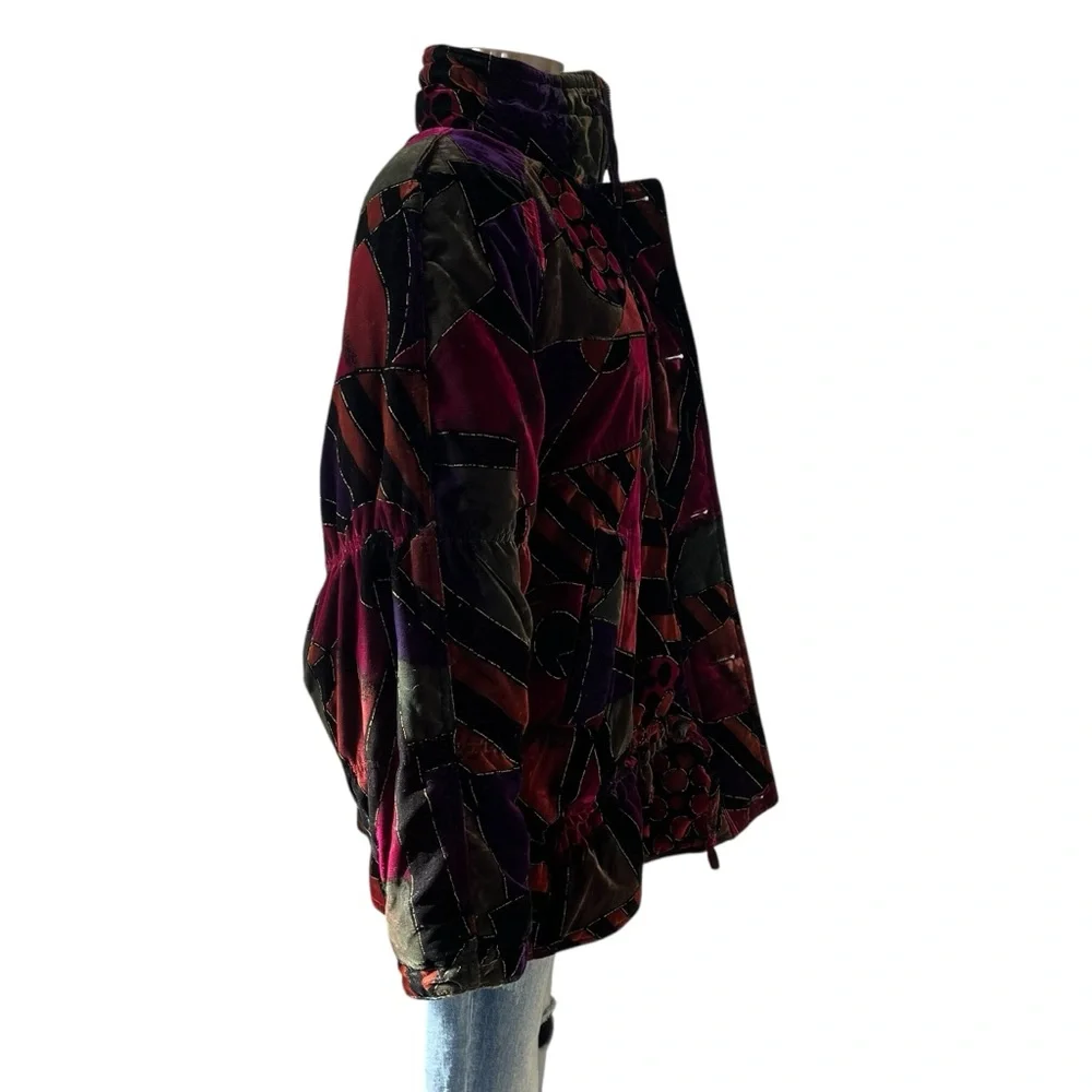 Vintage velvet Mulberry Street insulated winter coat M multicolor jewel tones - Picture 5 of 16